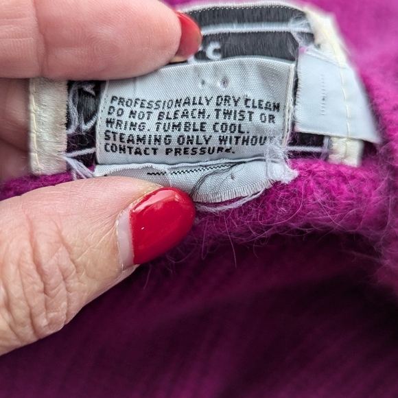 Vintage Retro Richard & Co Pink Angora V-Neck Tunic Sweater Vest Size M - Picture 7 of 14